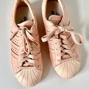 Pink Adidas Leather Superstars